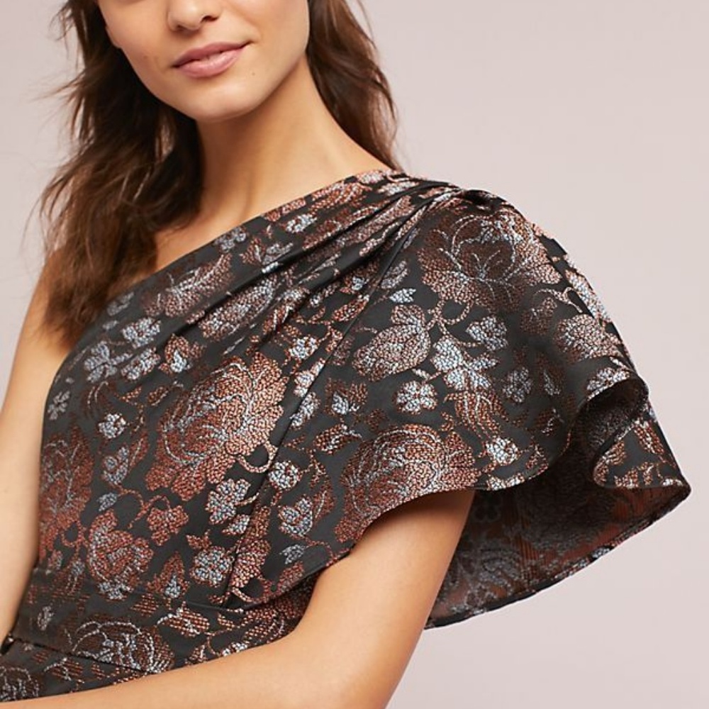 NEW Anthropologie Rose One-Shoulder Dress size 4 new with tag nwt - Picture 5 of 12